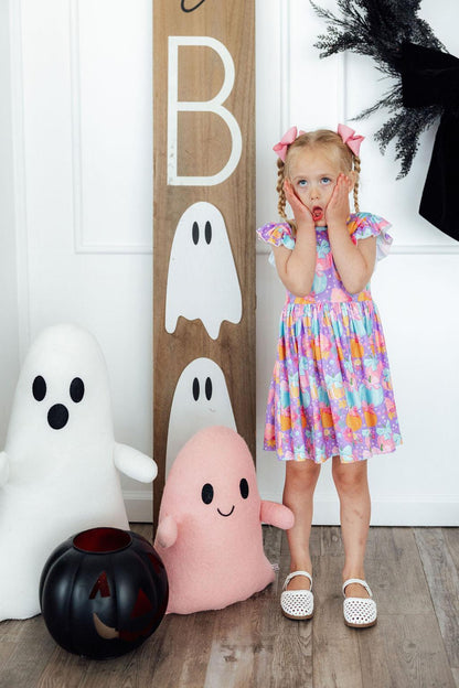 Autumn Sparkle Flutter Sleeve Twirl DressTwirl Dress - FlutterTorqelo.com
