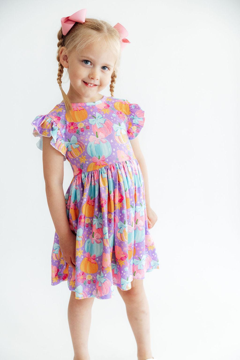 Autumn Sparkle Flutter Sleeve Twirl DressTwirl Dress - FlutterTorqelo.com