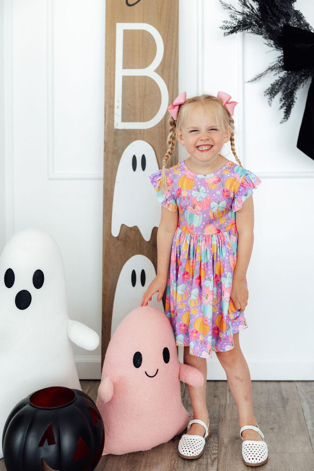 Autumn Sparkle Flutter Sleeve Twirl DressTwirl Dress - FlutterTorqelo.com