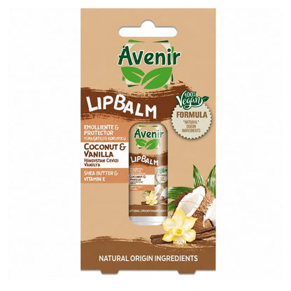 Avenir Vegan Coconut & Vanilla Lip Balm for Dry Lips 5.2g by Beauty Care Bag