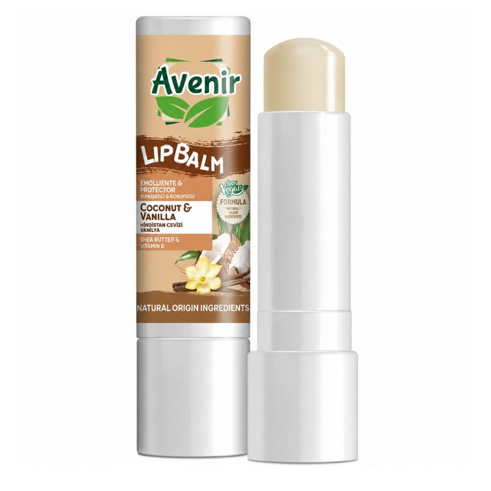 Avenir Vegan Coconut & Vanilla Lip Balm for Dry Lips 5.2g by Beauty Care Bag