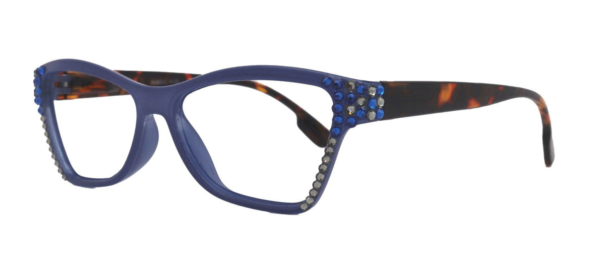 Avian, (Bling) Women Reading Glasses w (Blue n Black Diamond) Genuine European Crystals, Magnifying Cat Eye (Green) NY Fifth AvenueTorqelo.com