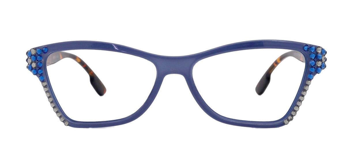 Avian, (Bling) Women Reading Glasses w (Blue n Black Diamond) Genuine European Crystals, Magnifying Cat Eye (Green) NY Fifth AvenueTorqelo.com