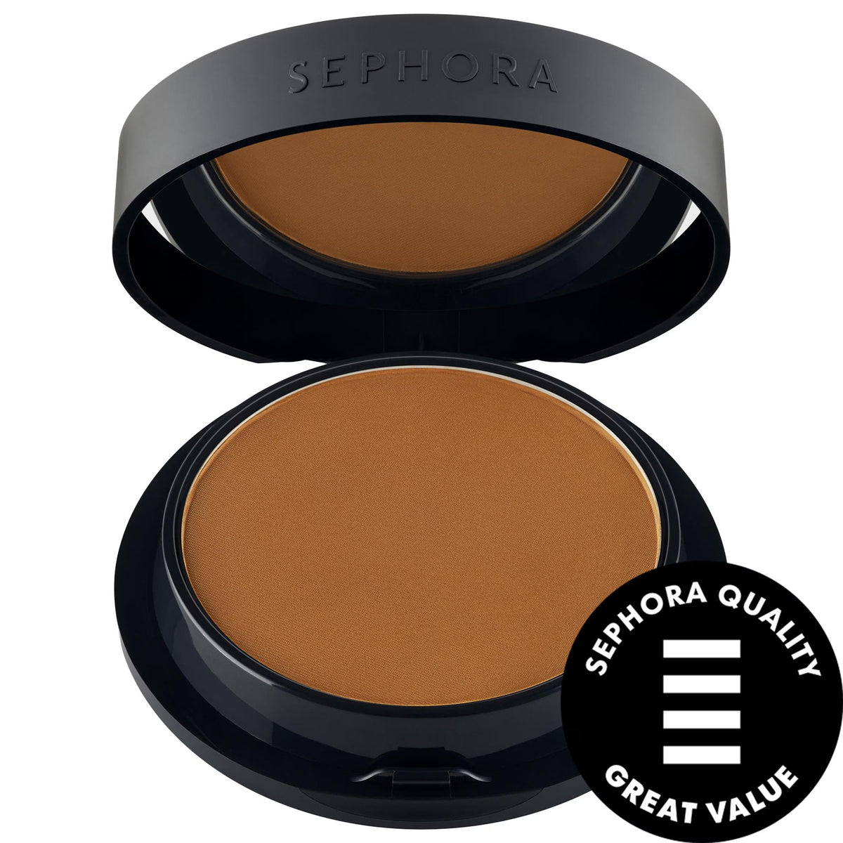 Matte powder foundation with buildable coverage