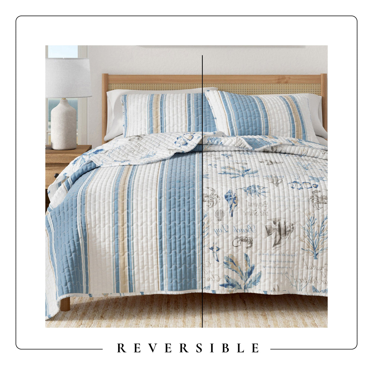 Stripe & Ocean Story Coastal Quilt Set - New Castle Collection by Great Bay Home