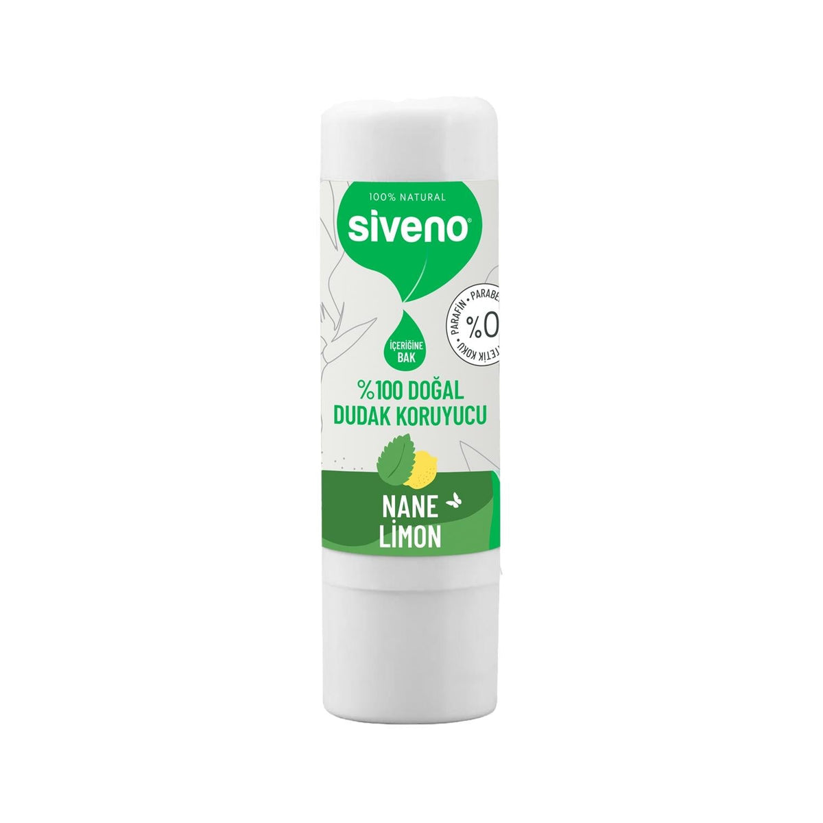 Siveno natural mint and lemon lip balm, 6g