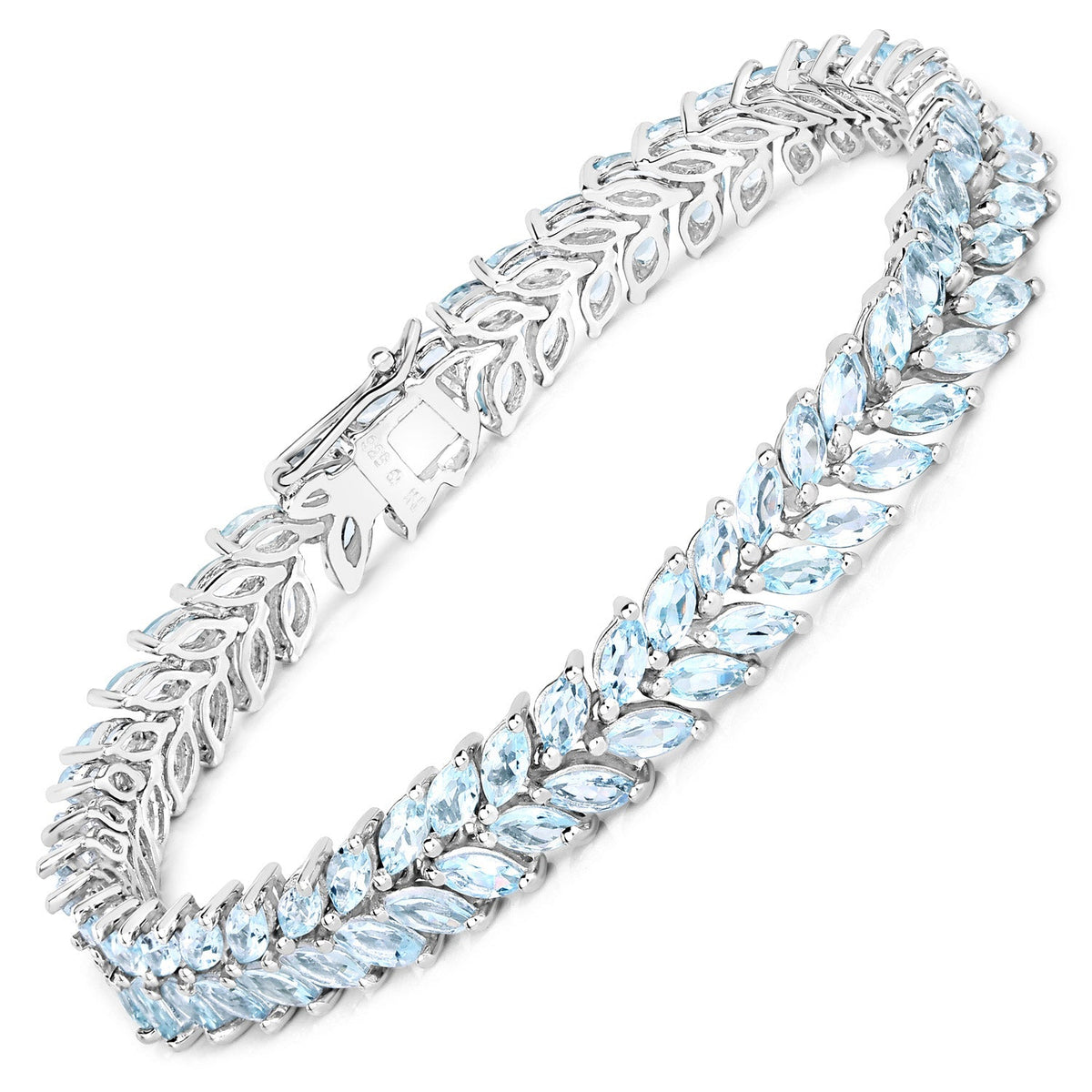 15.04 ct marquise blue topaz sterling silver bracelet by Avera Group
