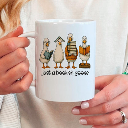 Bookish Goose Coffee Mug - Funny Book Lover Gift | Quirky Ceramic 11 oz or 15 oz by Joyful Moose