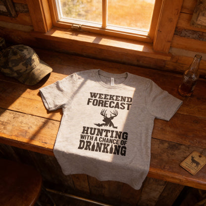 Hunting Gift for Men - Hunting with a chance of Drinking T-shirt - Funny Mens Shirt by Joyful Moose
