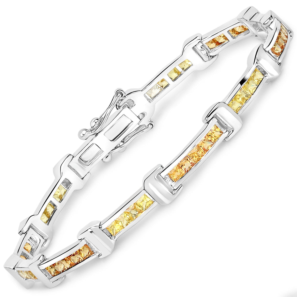 6.48 ct orange and yellow sapphire .925 sterling silver bracelet by Avera Group