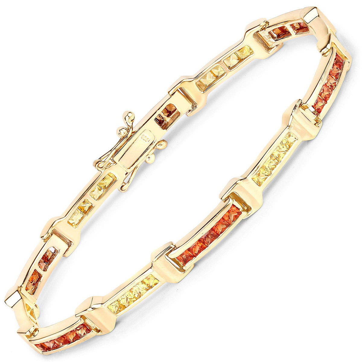 6.48 ct orange and yellow sapphire line bracelet by Avera Group