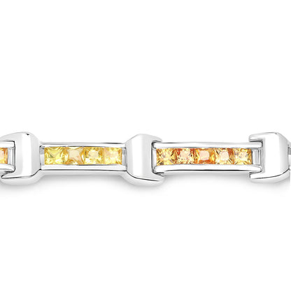 6.48 ct orange and yellow sapphire .925 sterling silver bracelet by Avera Group, view 2