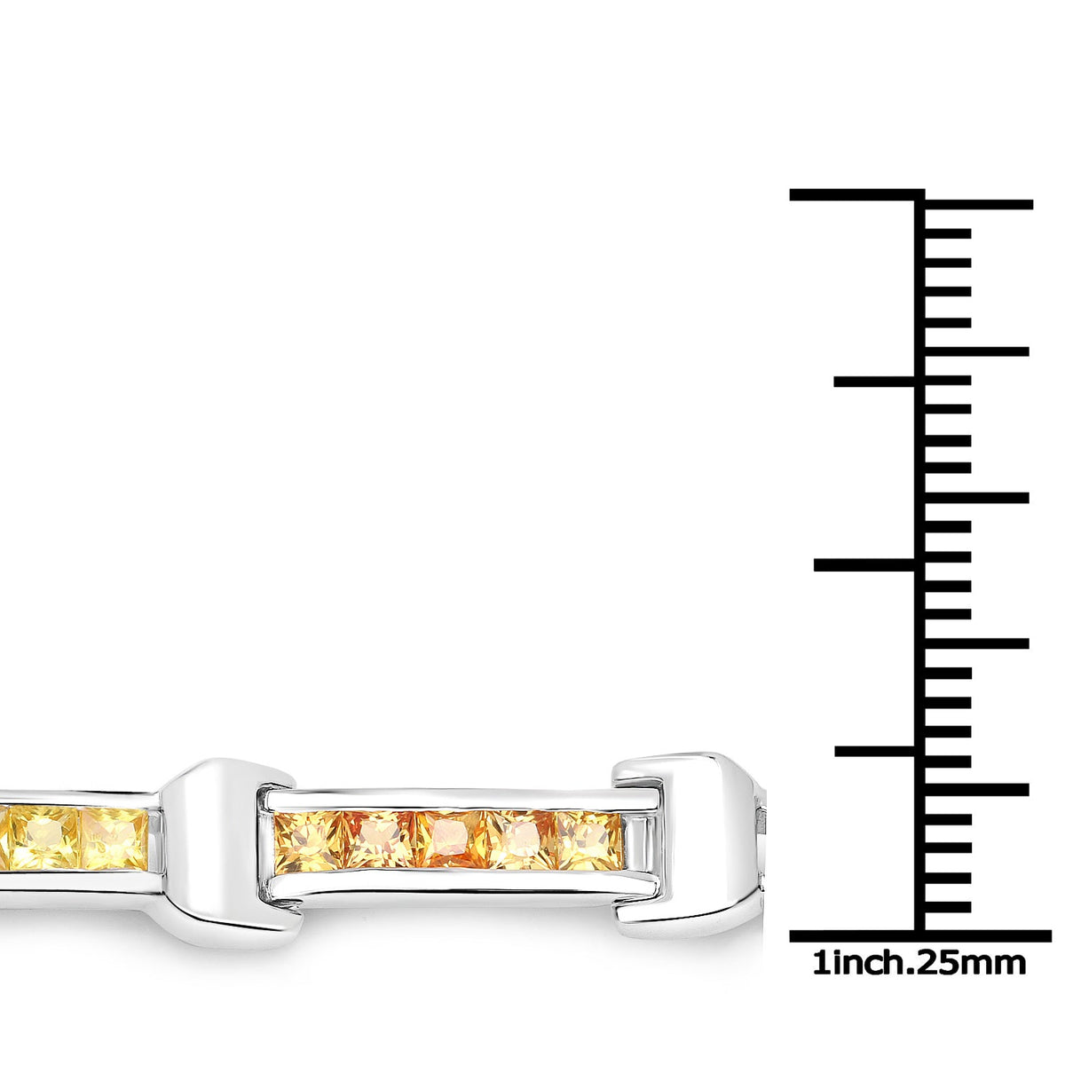 6.48 ct orange and yellow sapphire .925 sterling silver bracelet by Avera Group, view 3
