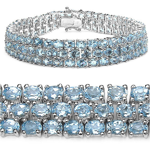 Genuine blue topaz .925 sterling silver bracelet by Avera Group