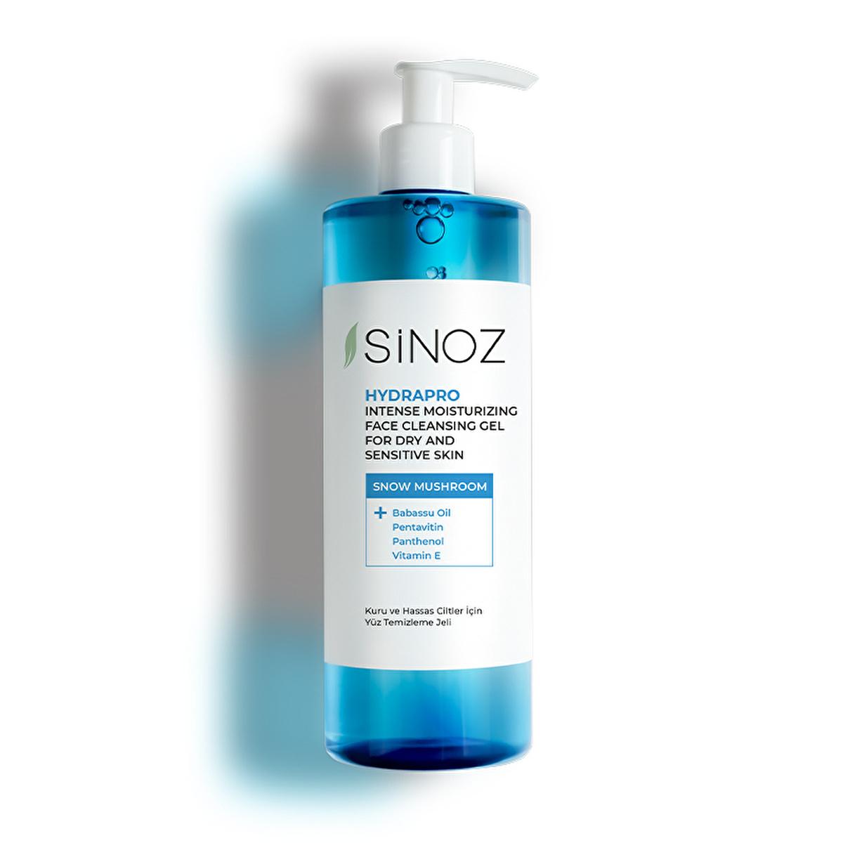 Sinoz Hydrating Facial Cleansing Gel for Dry & Sensitive Skin | Gentle Face Wash with Snow Mushroom, Babassu Oil - SLS Free, Moisturizing (13.53 fl oz) by Beauty Care Bag