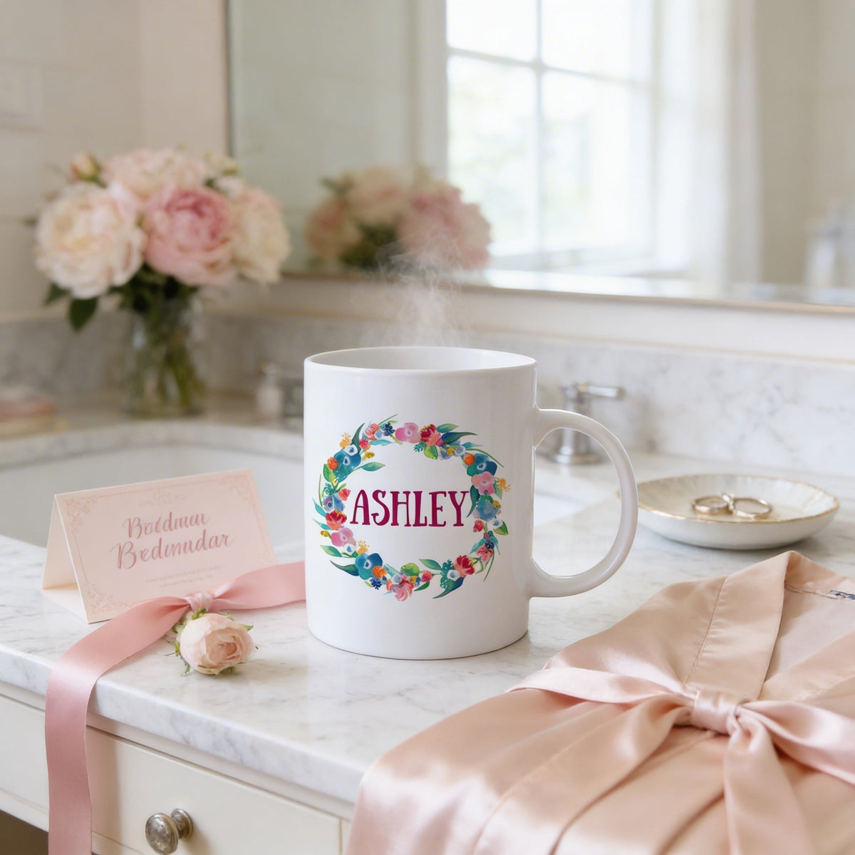 Floral Watercolor Mug - Personalized Gift for Bridesmaids by Joyful Moose
