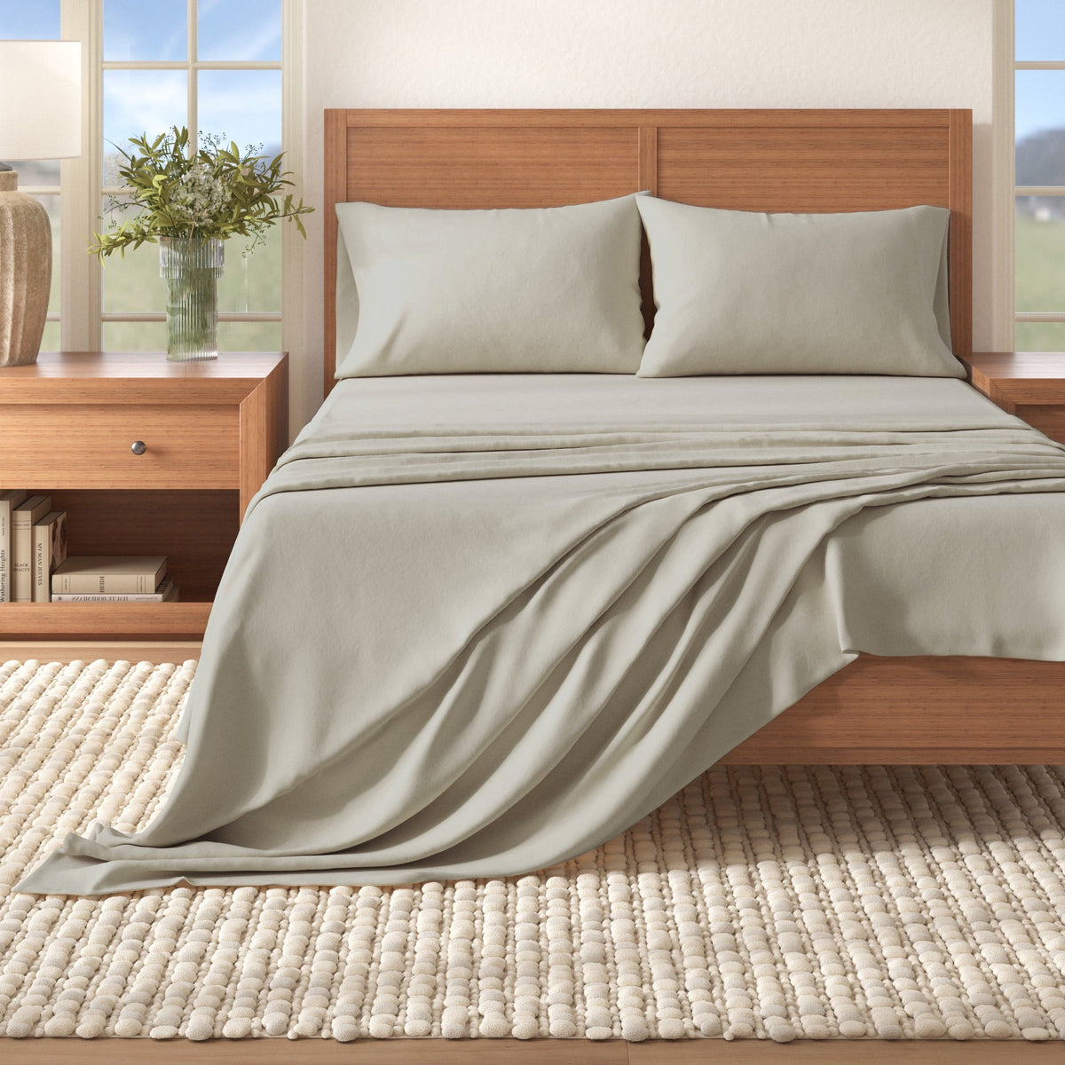 Cotton Solid Flannel Sheet - Nordic Collection by Great Bay Home