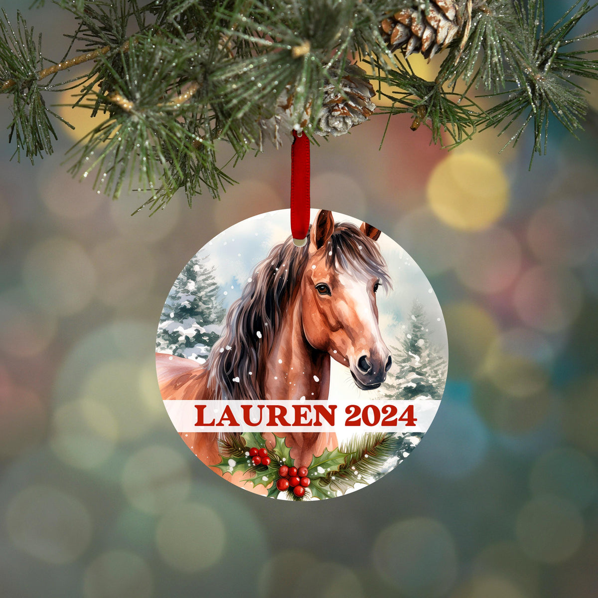 Horse Ornament, girl christmas ornament personalized, Horse Lover gifts for her, Horse Christmas Ornament, Christmas Personalized Gift by Joyful Moose
