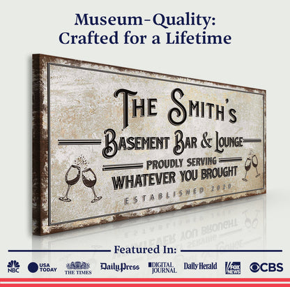 Basement Bar And Lounge Sign by Tailored Canvases