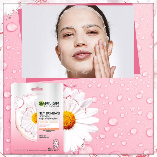 Garnier Chamomile Sheet Mask - Hydrating, Soothing & Relaxing Face Mask for Sensitive Skin by Beauty Care Bag