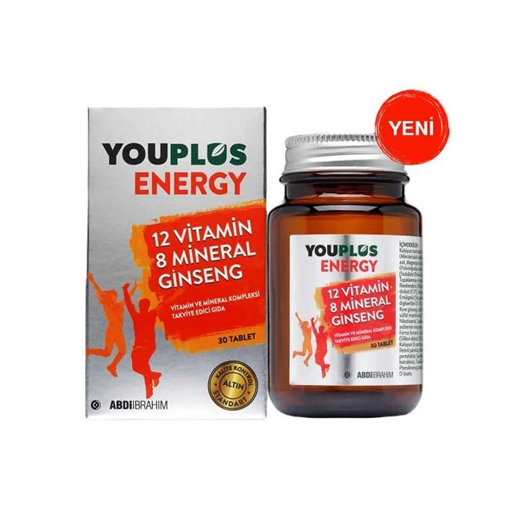 Youplus Energy Vitamin and Mineral Supplement, Ginseng Energy Boost, Guarana Supplement - Multivitamin for Adults, Natural Energy Support by Beauty Care Bag