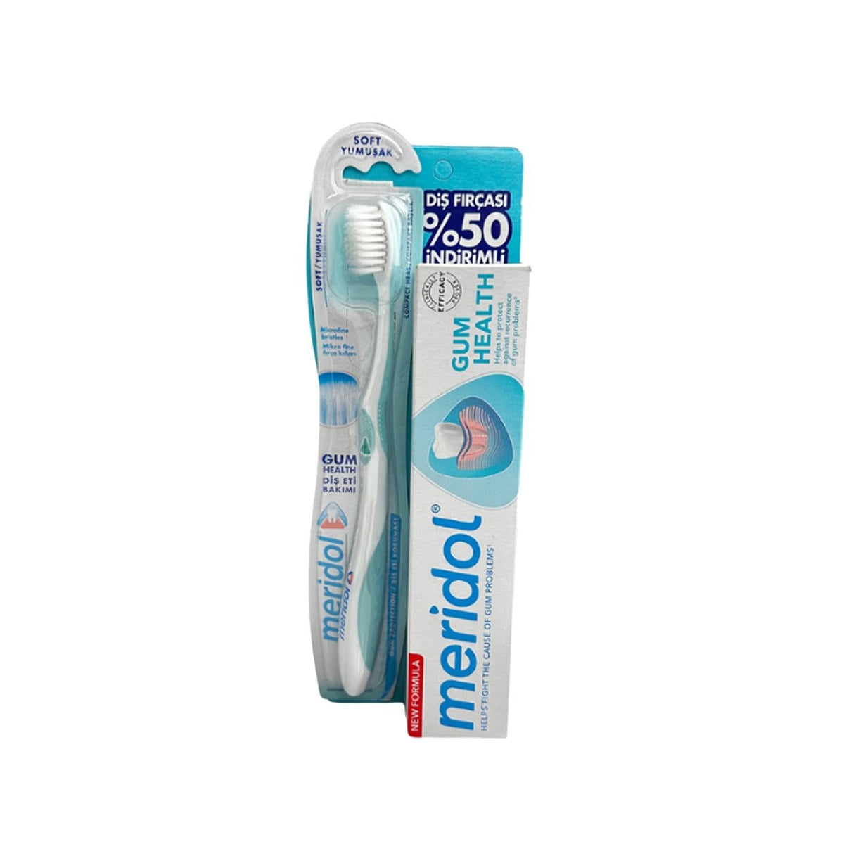 Meridol Toothpaste and Toothbrush Set - Gum Care Oral Hygiene Products with Soft Toothbrush by Beauty Care Bag