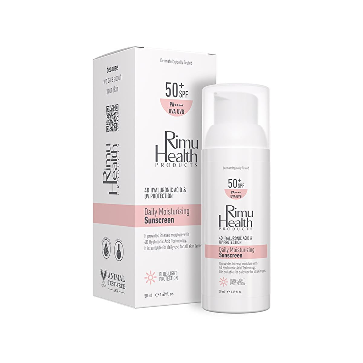Rimu Health Hyaluronic Acid Daily Sunscreen - SPF UVA/UVB Protection, Lightweight, Moisturizing, Sensitive Skin - 50ml by Beauty Care Bag