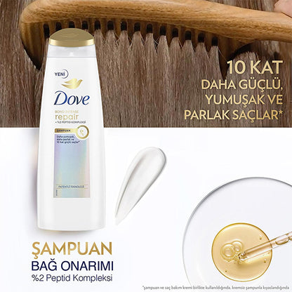 Dove Bond Intense Repair Shampoo - Advanced Hair Repair for Damaged & Chemically Treated Hair, Peptide Complex, 13.53 fl oz by Beauty Care Bag