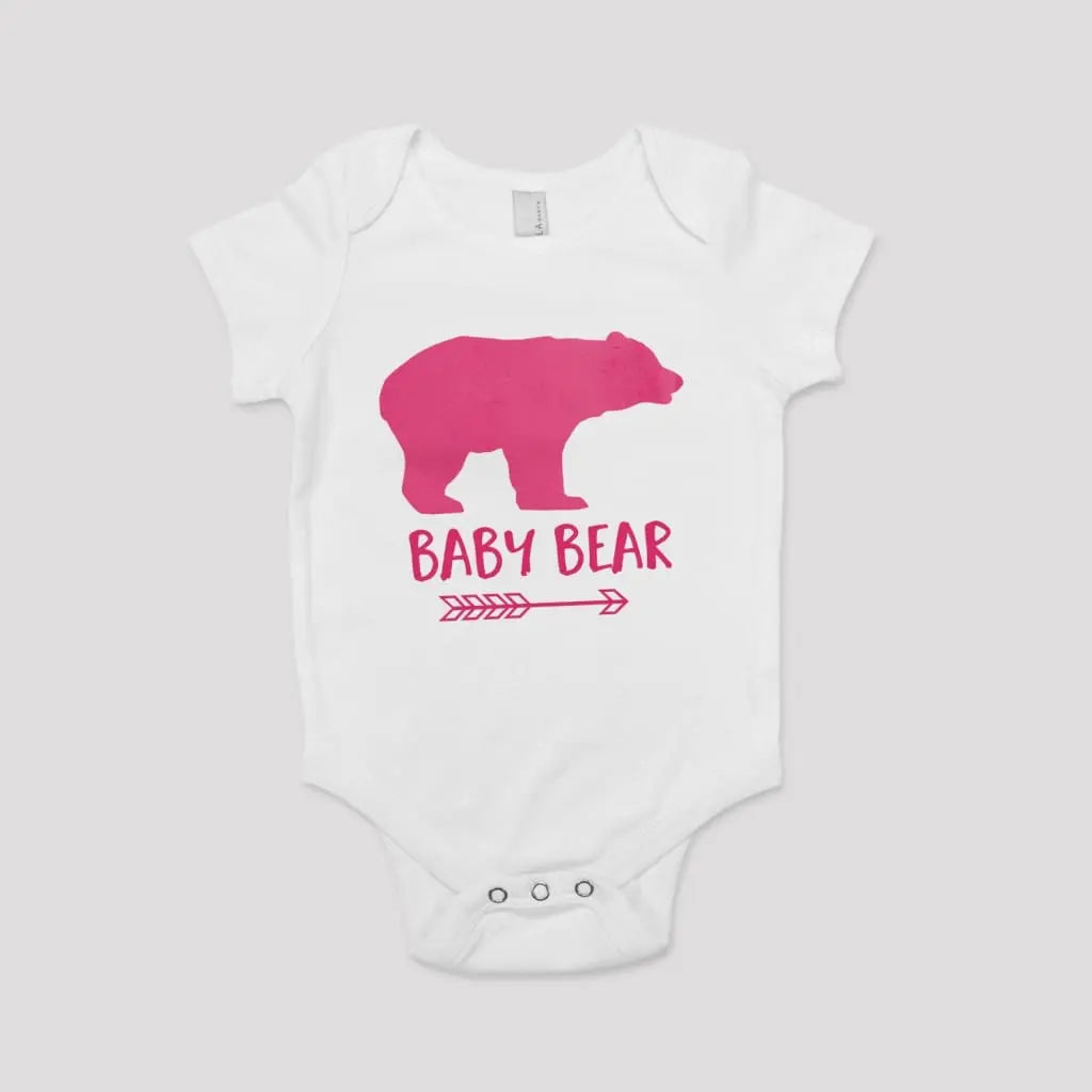 baby bear shirt - pink baby girl gift - one piece outfit by Joyful Moose