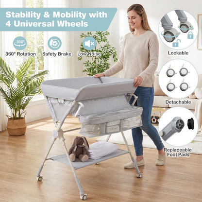 Baby Changing Table Foldable Diaper Changing Station with Storage Bag and ShelfTorqelo.com