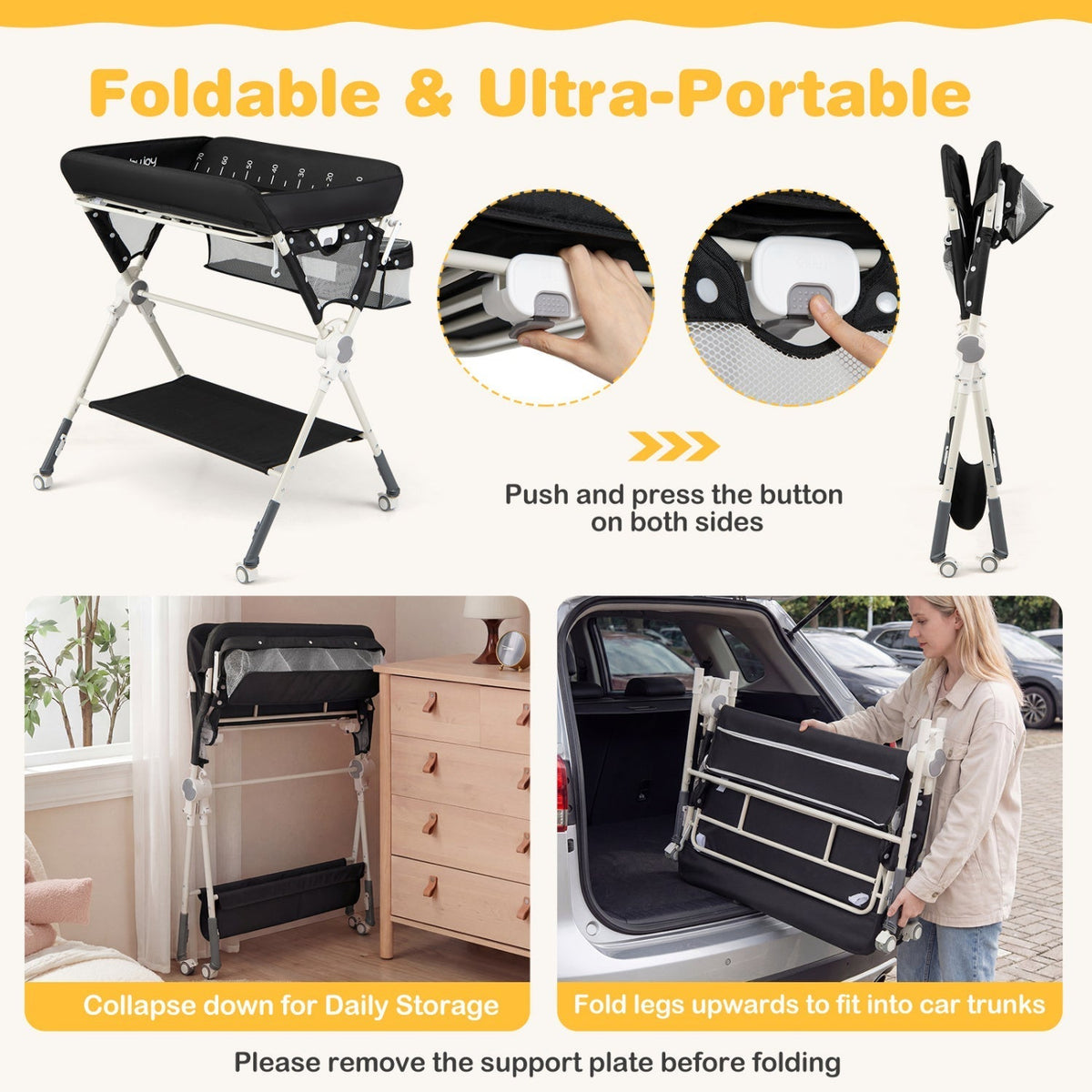 Baby Changing Table Foldable Diaper Changing Station with Storage Bag and ShelfTorqelo.com