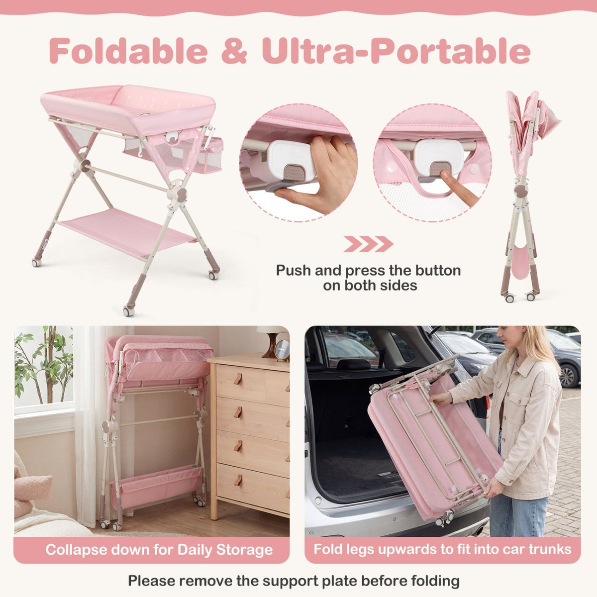 Baby Changing Table Foldable Diaper Changing Station with Storage Bag and ShelfTorqelo.com