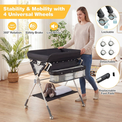 Baby Changing Table Foldable Diaper Changing Station with Storage Bag and ShelfTorqelo.com