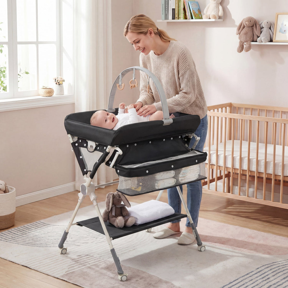 Baby Changing Table Foldable Diaper Changing Station with Storage Bag and ShelfTorqelo.com