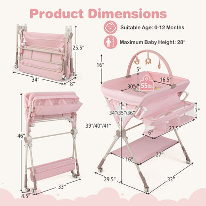 Baby Changing Table Foldable Diaper Changing Station with Storage Bag and ShelfTorqelo.com