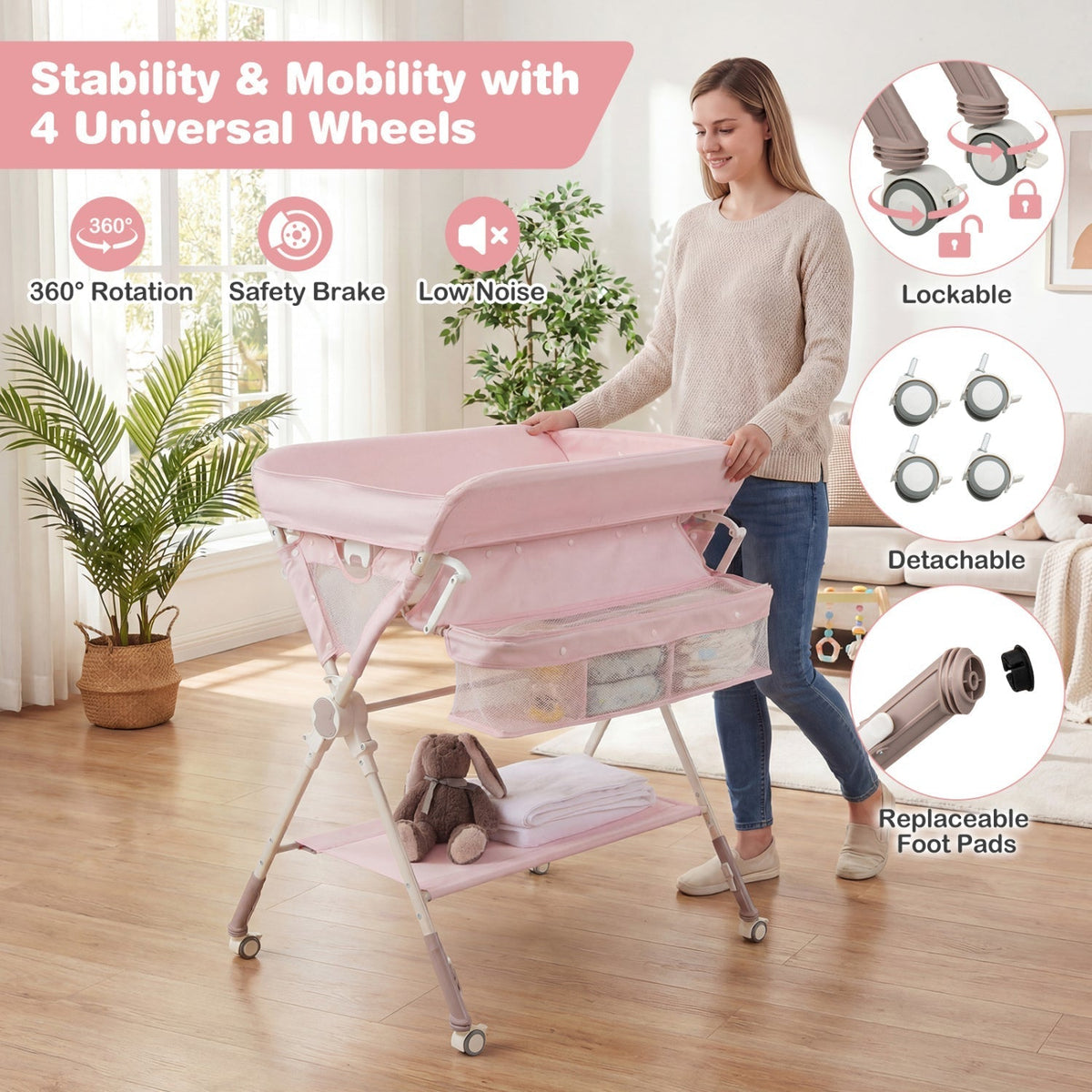 Baby Changing Table Foldable Diaper Changing Station with Storage Bag and ShelfTorqelo.com