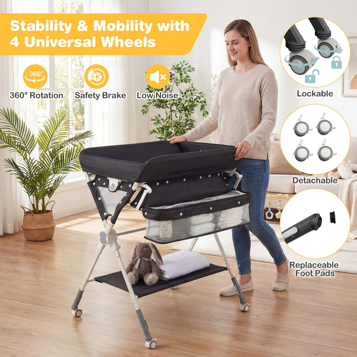 Baby Changing Table Foldable Diaper Changing Station with Storage Bag and ShelfTorqelo.com