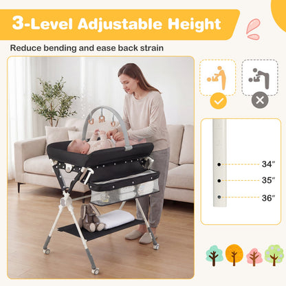 Baby Changing Table Foldable Diaper Changing Station with Storage Bag and ShelfTorqelo.com