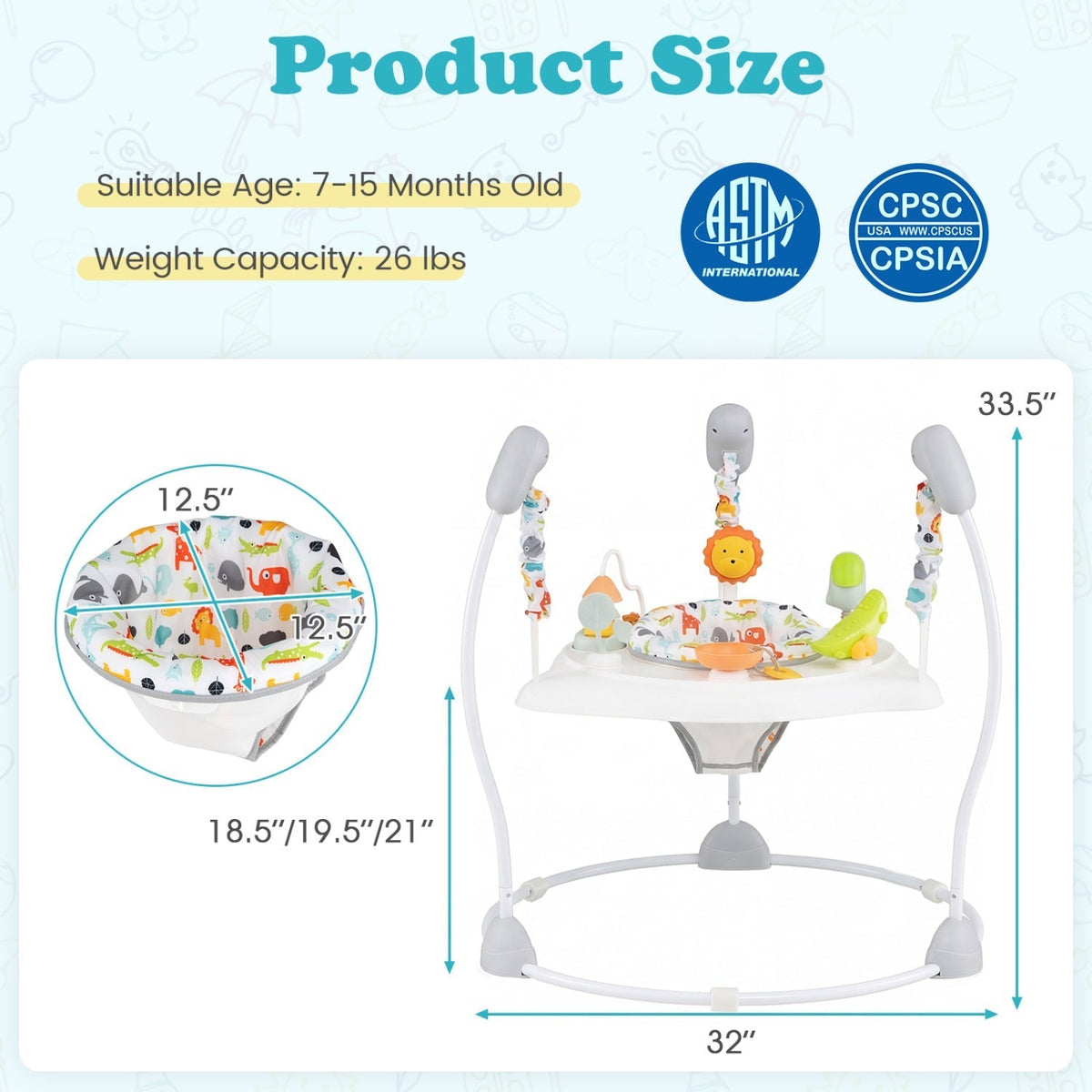 Baby Jump and Play Activity Center with Rotatable Seat and Interactive ToysTorqelo.com