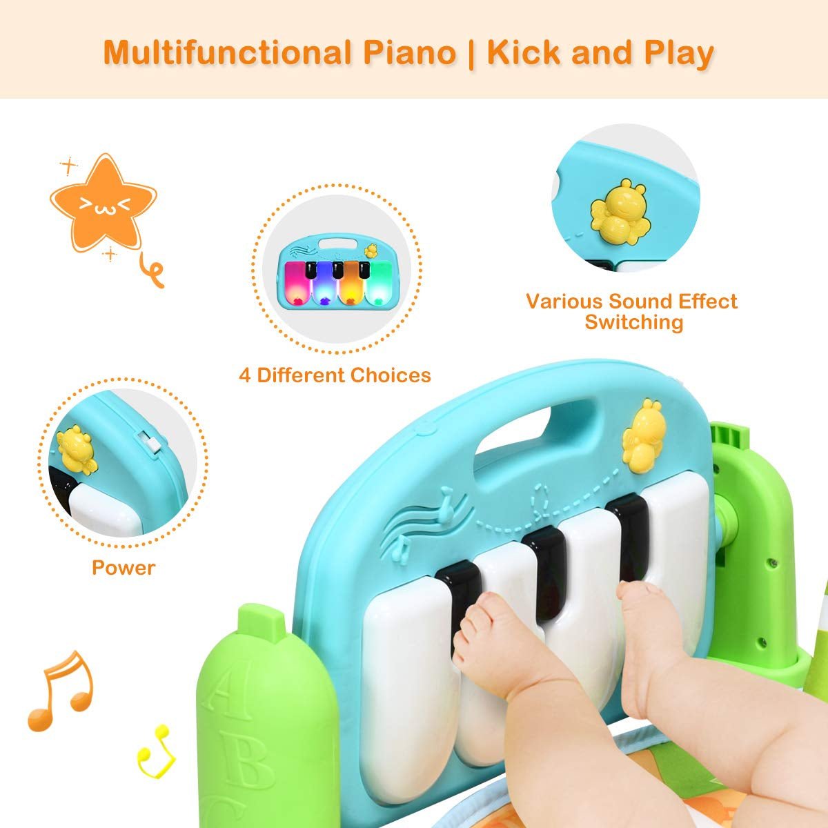 Baby Kick and Play Piano Gym Activity Play MatTorqelo.com