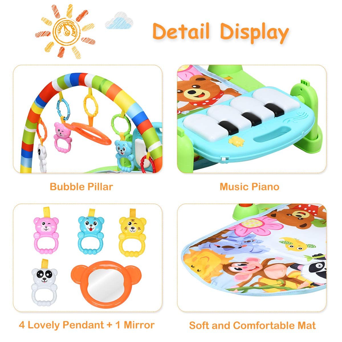 Baby Kick and Play Piano Gym Activity Play MatTorqelo.com
