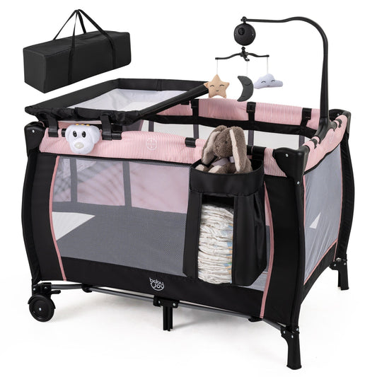 Baby Playpen with Changing Table and Bassinet - PinkBaby PlaypenTorqelo.com