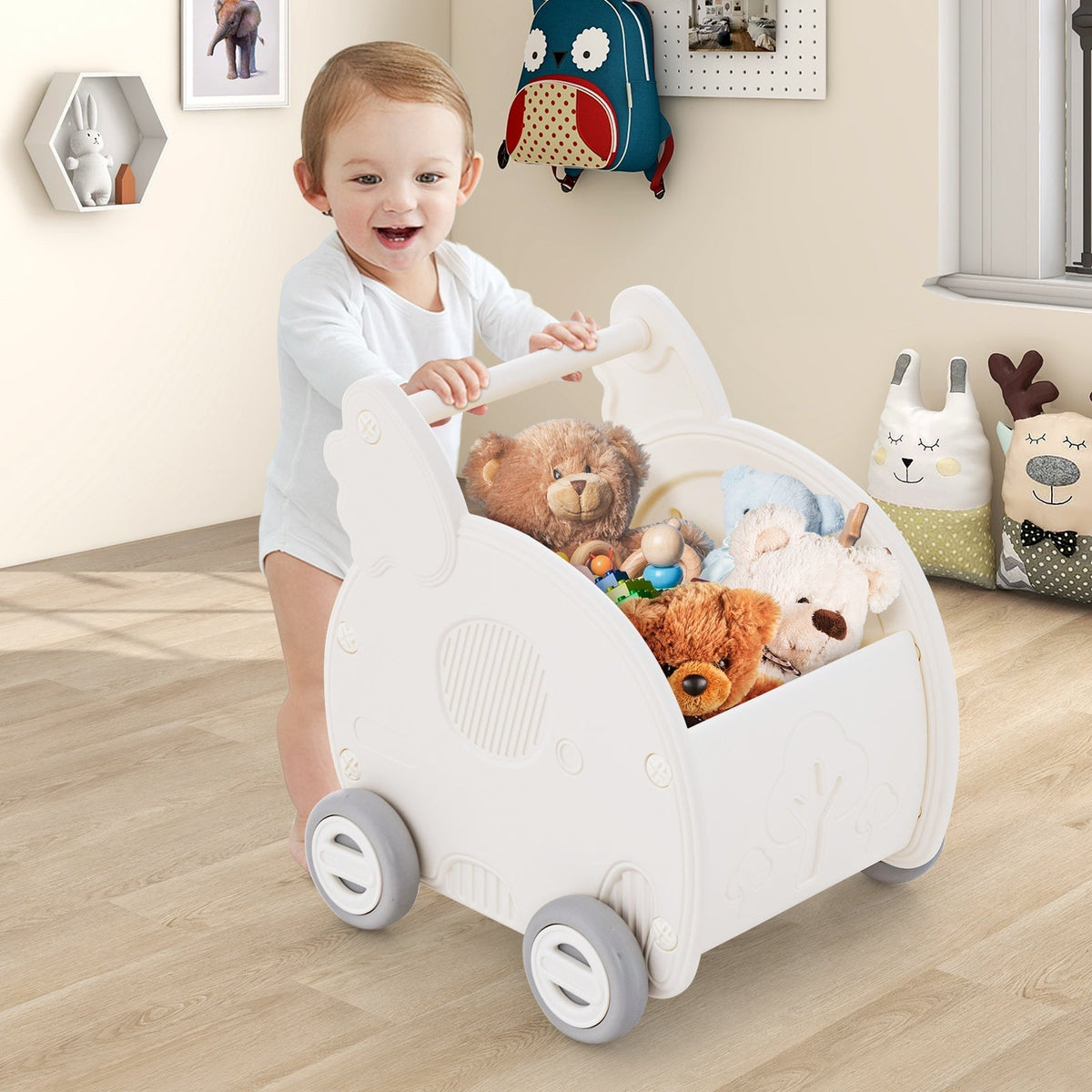 Baby Walker Push Toy with Handle for Boys Girls of 3+ Years Old-WhiteTorqelo.com