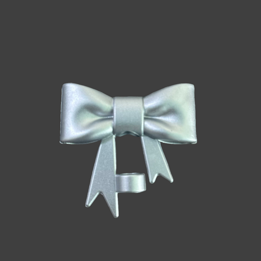 Silver metallic bow 10mm straw topper by THE SALTY CHIC