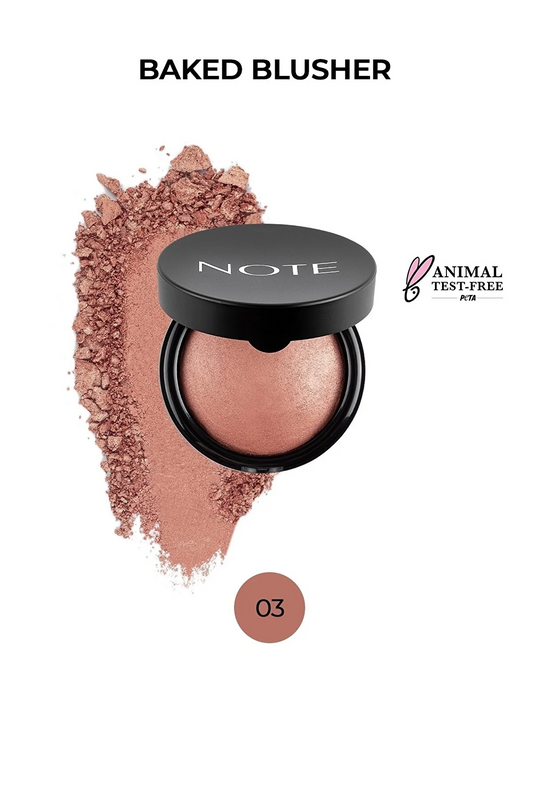 Note Cosmetics baked highlighter blush in 03 Oriental Pink