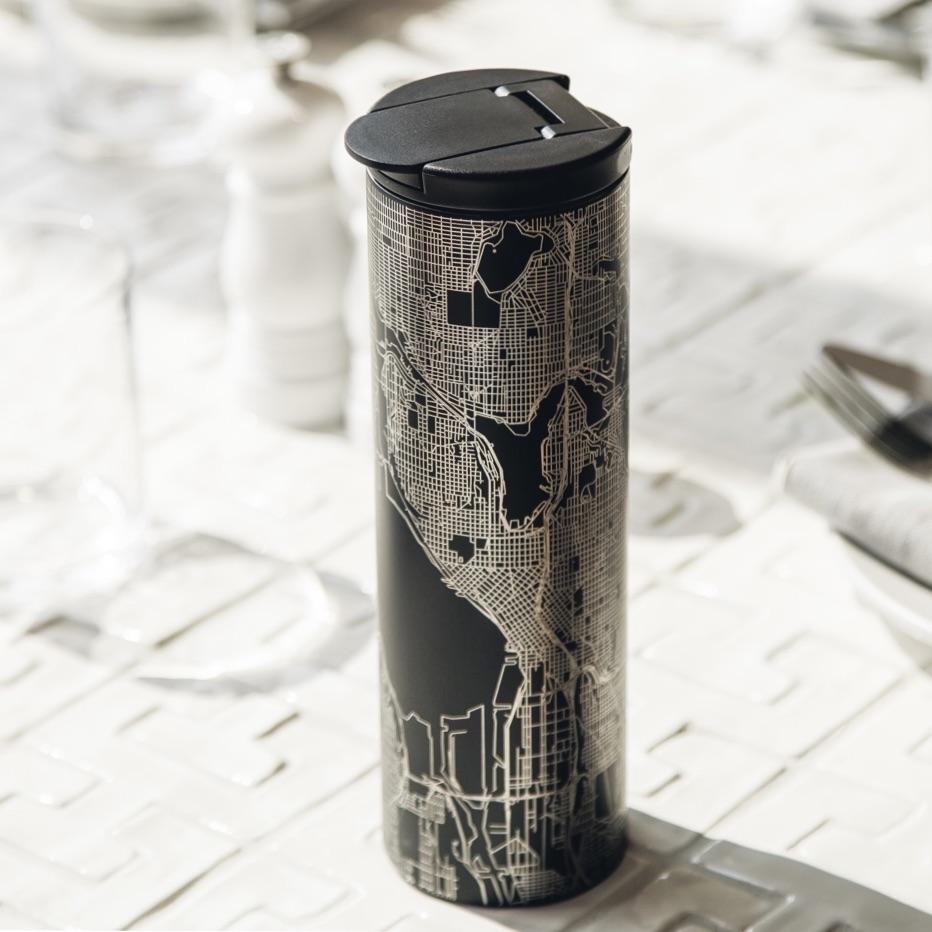 Bakersfield - California Map Tumbler in Matte Black by Cyan Castor