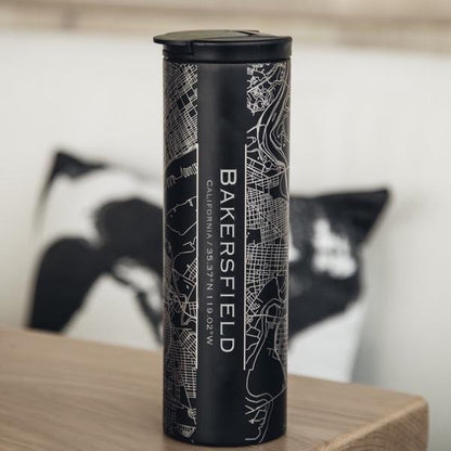 Bakersfield - California Map Tumbler in Matte Black by Cyan Castor