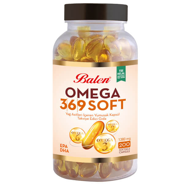 Balen Omega 3-6-9 Essential Fatty Acids 1380 mg 200 Softgels by Beauty Care Bag