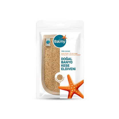 Balmy Exfoliating Bath Glove - Natural Loofah & Cotton, Exfoliates & Renews Skin, Turkish Bath Glove for Oily SkinExfoliatorTorqelo.com
