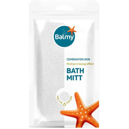 Balmy Polyester Bath Glove for Gentle Exfoliation - White by Beauty Care Bag